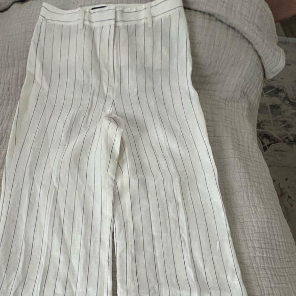 Lafayette 148 Linen White Striped Blazer and Pants Set 2069 - Picture 3 of 12